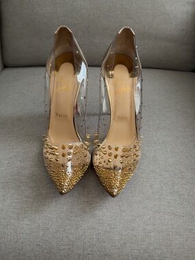 Christian Louboutin Gold Spiked Heels